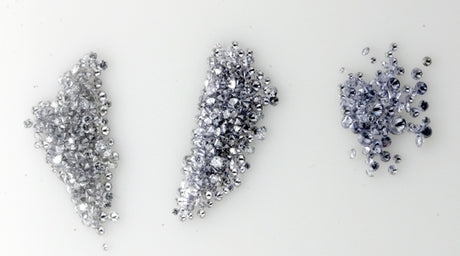 Three different shades of blue mellee diamonds