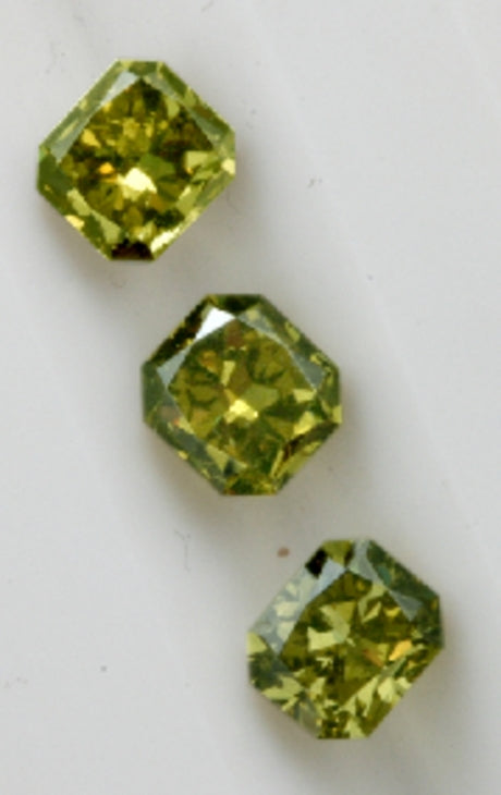 Three olive green square diamonds