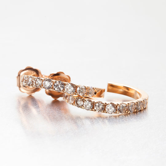White Diamond Creole Hoop Earrings
