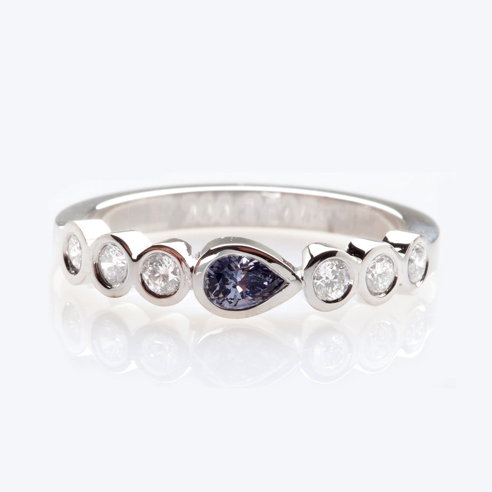 Blue pear shape wedding bands