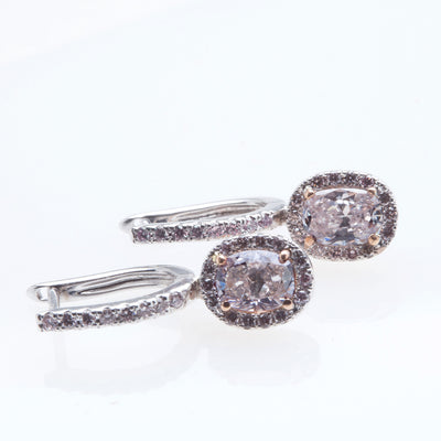 Pink Oval Diamond Earrings