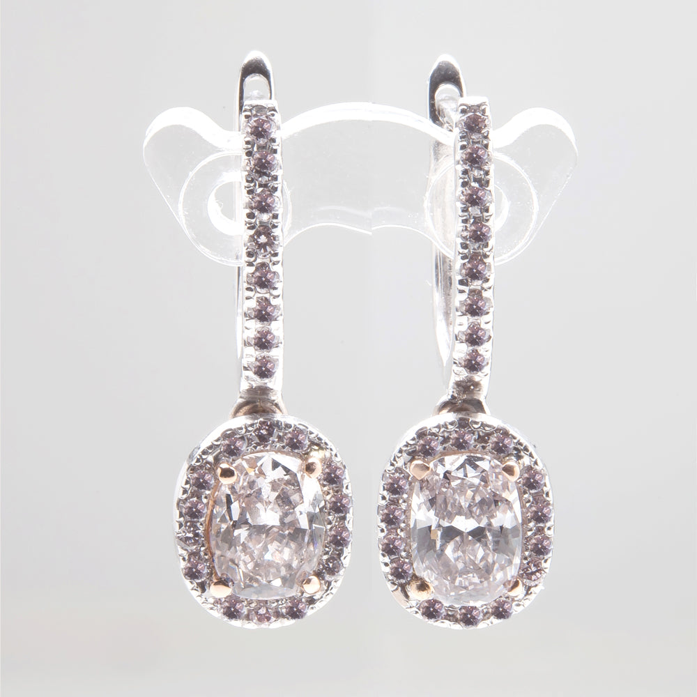 Pink Oval Diamond Earrings