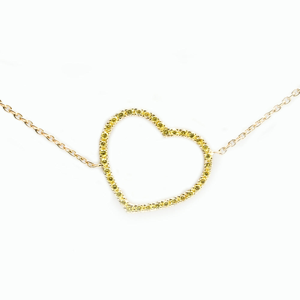 Yellow Diamonds Heart Necklace