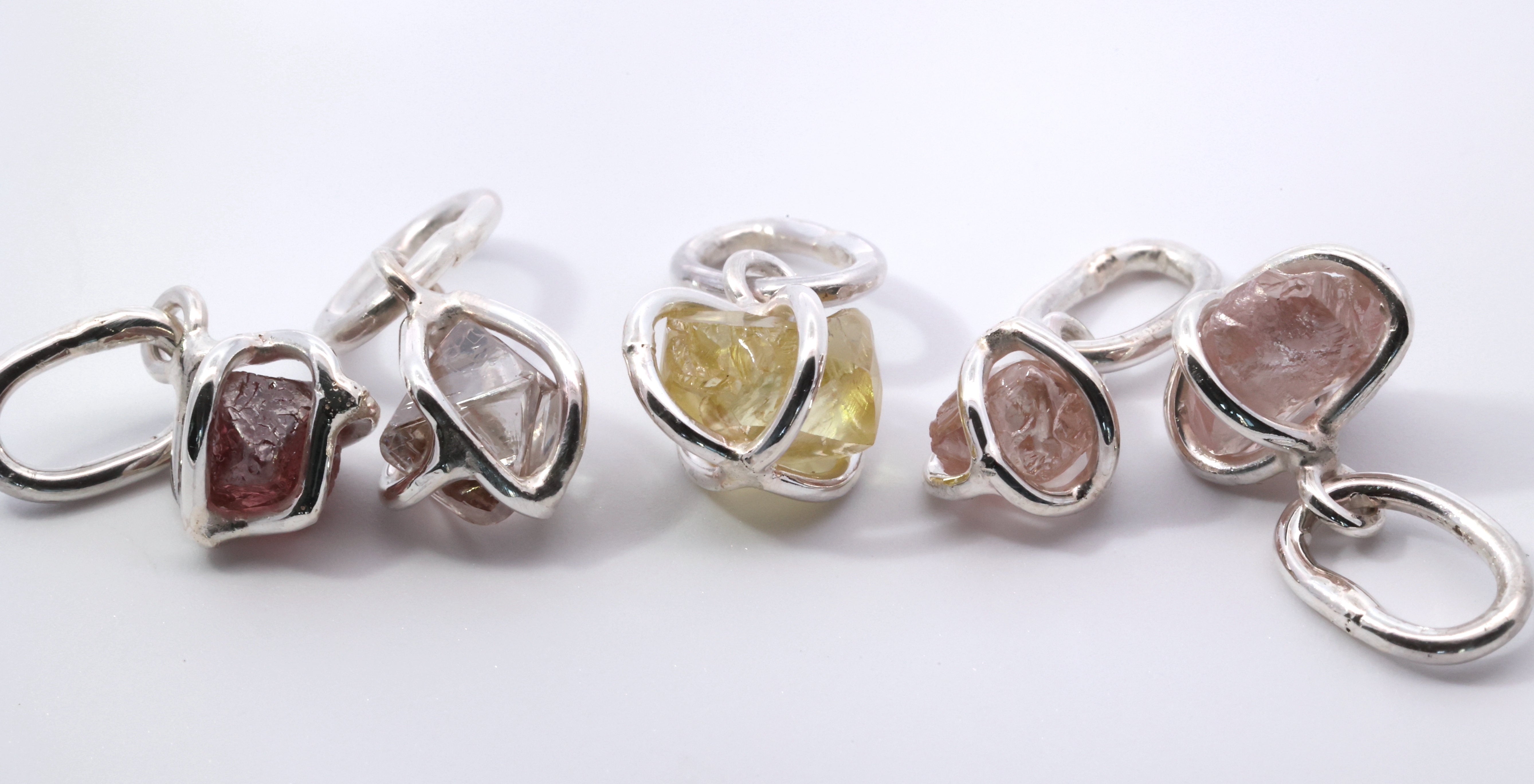 Multicolored Rough Diamond Pendants