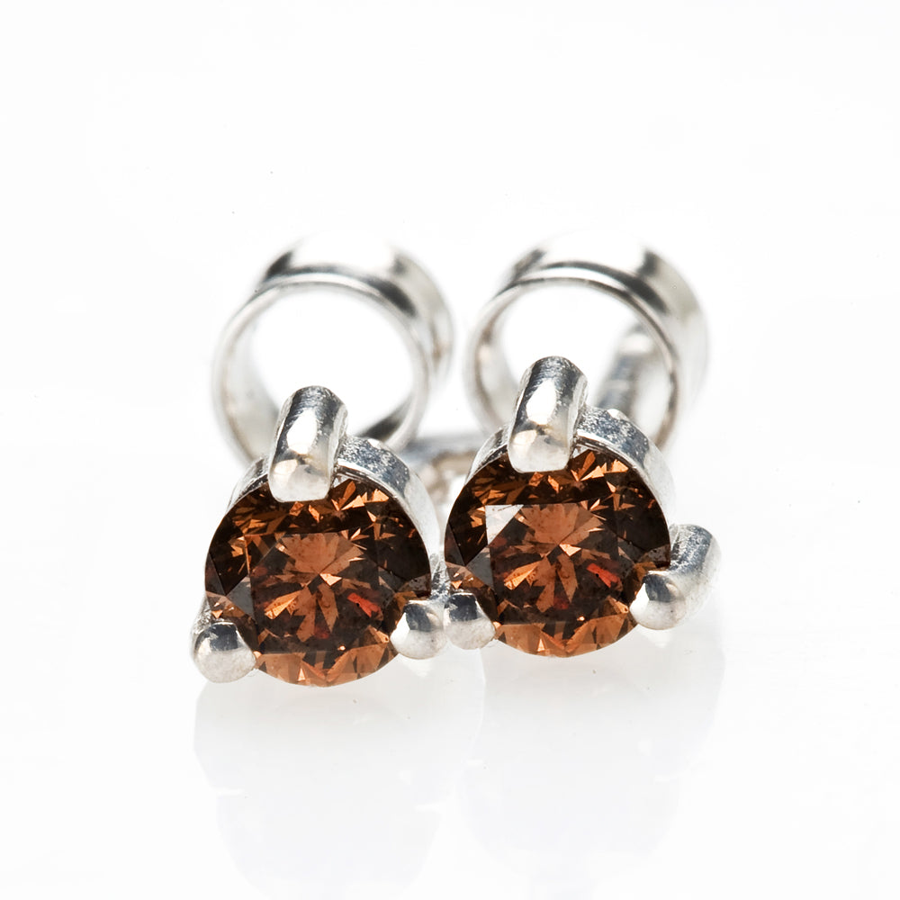 Three-prong Chocolate Diamond Earrings