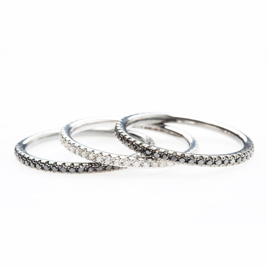 Black and White Diamond Eternity Rings