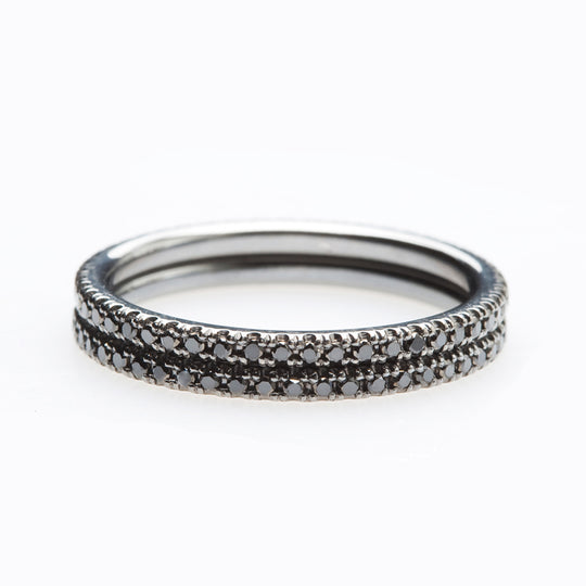 Stackable Black Diamond Eternity Wedding Rings