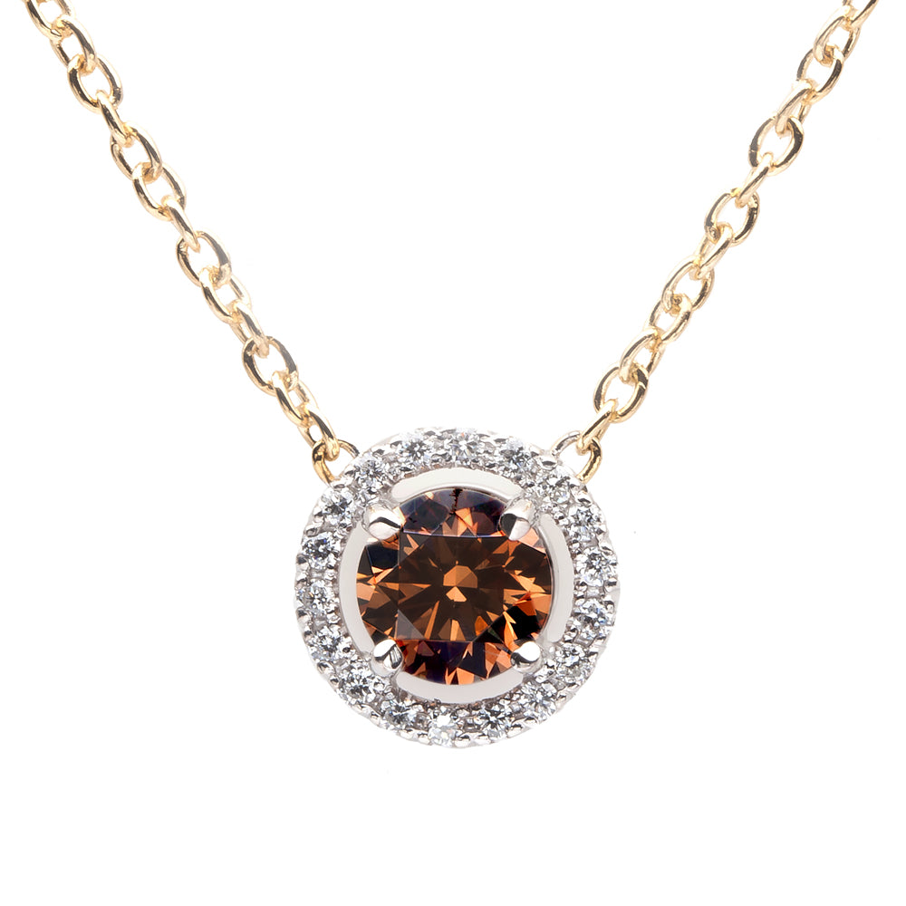 Chocolate Diamond Pendant with Halo