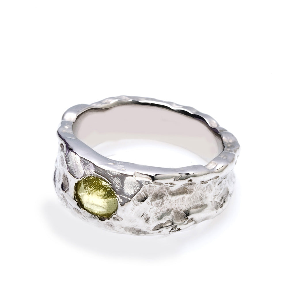 Rough Lime Green Diamond Ring