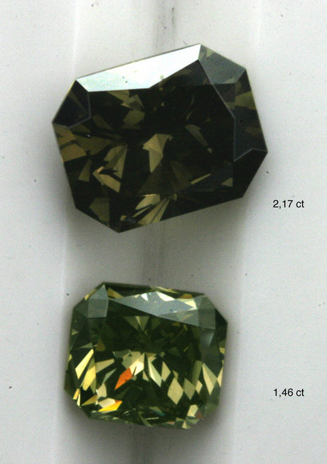 2 square olive green diamonds