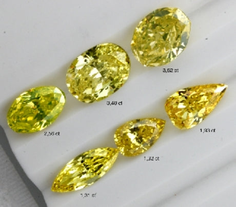 yellow diamonds in different shades and shapes