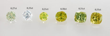 A selection of green diamonds