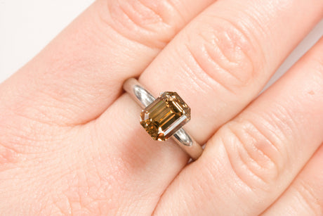 Ring with square  brown diamond