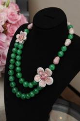 Necklace Features Argyle Pink Diamonds and Imperial Jade