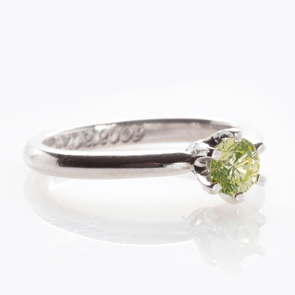 Lime diamond engagement ring