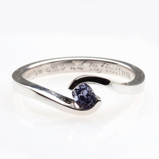 Blue Diamond Tension Set Ring