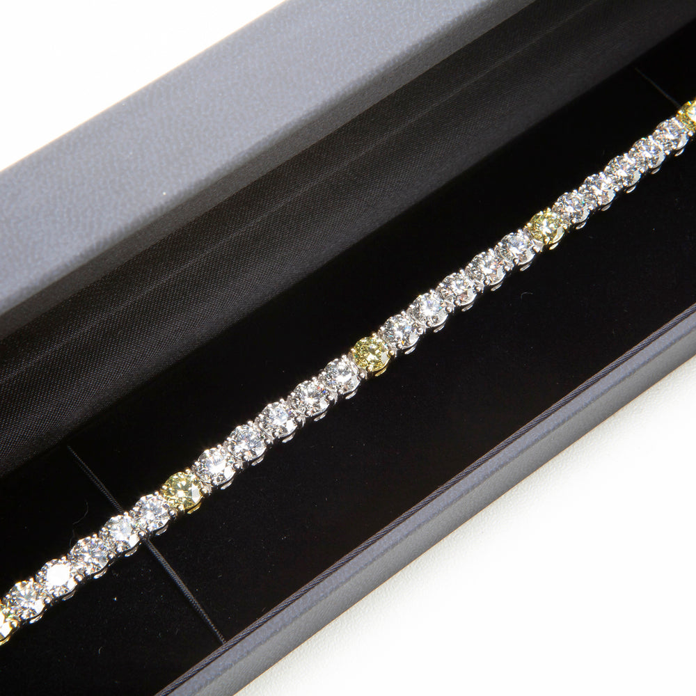 Yellow and White Diamond Tennis Bracelet