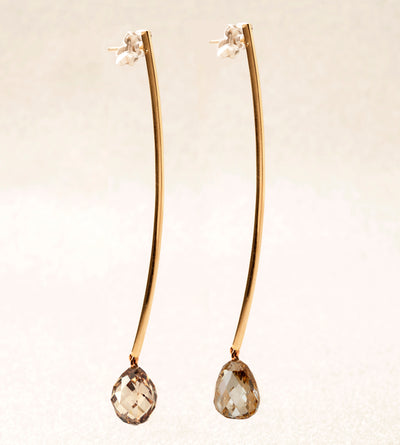 Fancy Brown Briolette Diamond Earrings