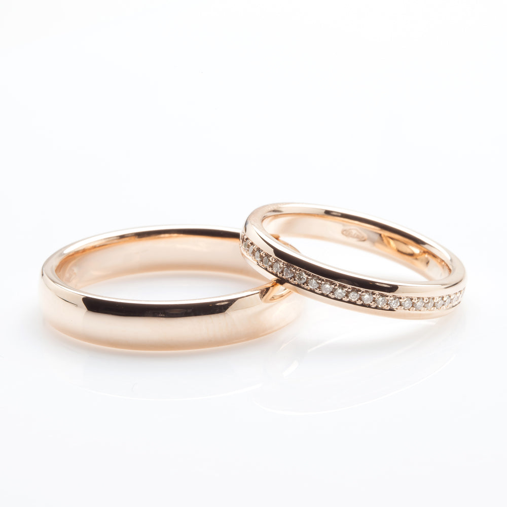 Pink Gold and Champagne Diamond Wedding Bands