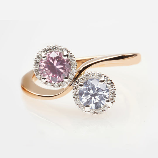 Ying yang styled diamond ring