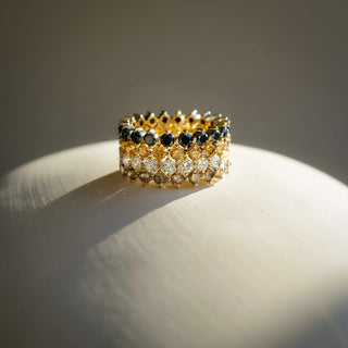 Interlocking Color Diamond Eternity Rings