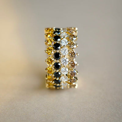 Interlocking Color Diamond Eternity Rings