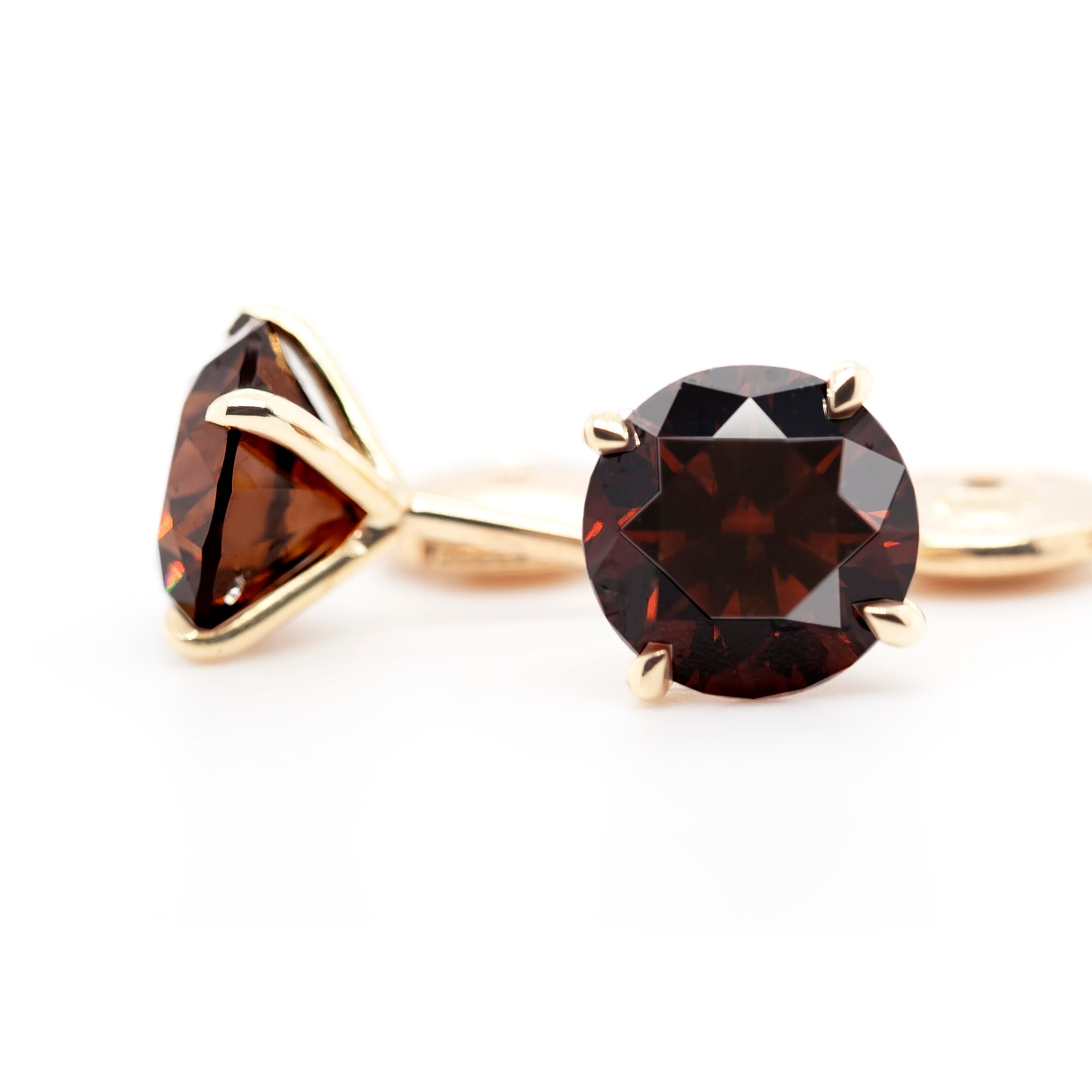 4 Prong Fancy Brown Diamond Earring