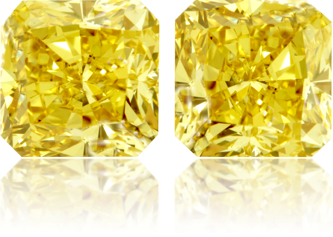 Natural Yellow Diamond Rectangle 3.06 ct set