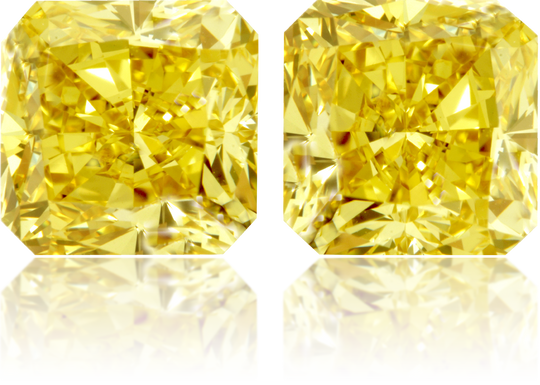 Natural Yellow Diamond Rectangle 3.06 ct set