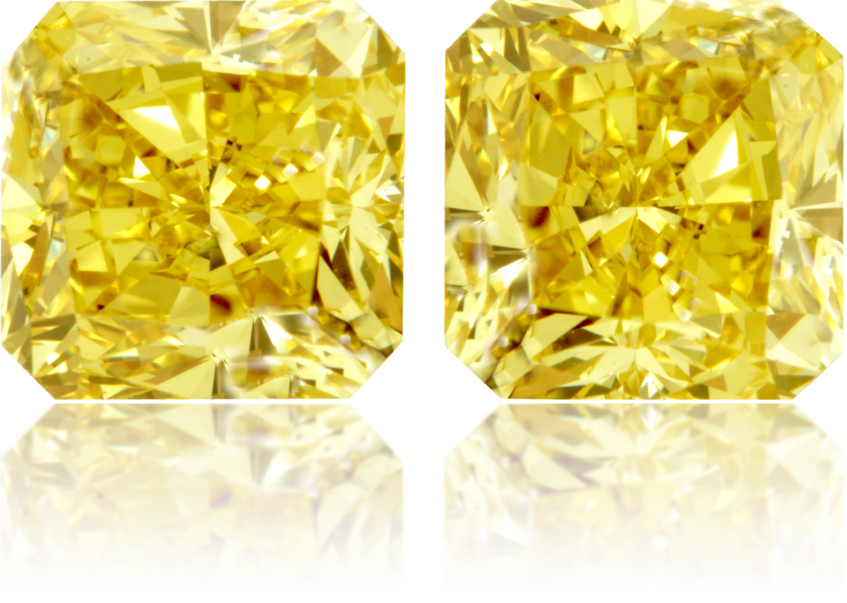 Natural Yellow Diamond Rectangle 3.06 ct set