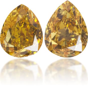 Natural Orange Diamond Pear Shape 0.43 ct set