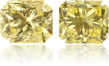 Natural Yellow Diamond Rectangle 1.34 ct set