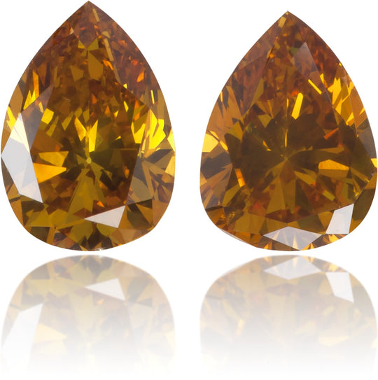 Natural Orange Diamond Pear Shape 0.60 ct set