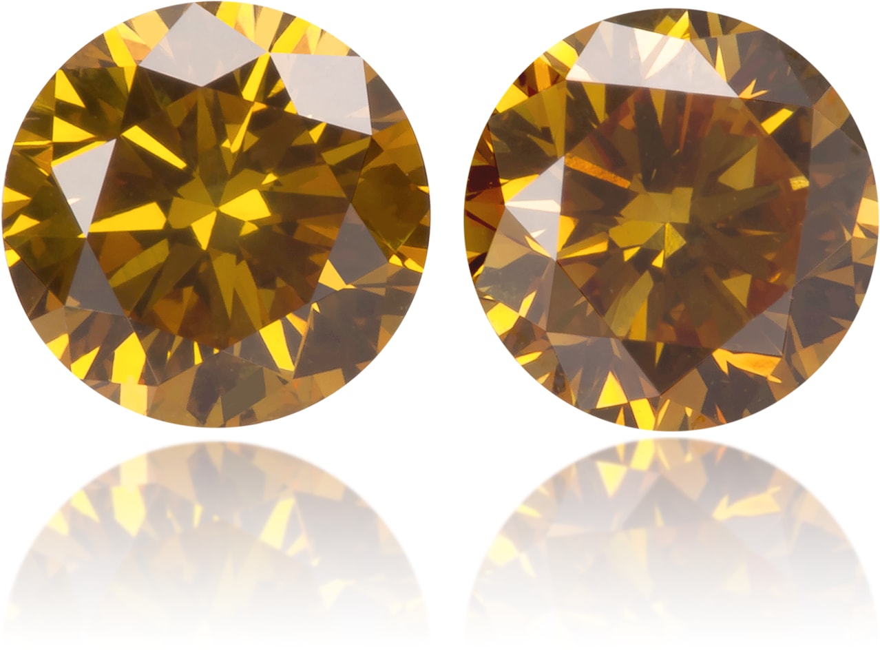 Natural Orange Diamond Round 0.86 ct set