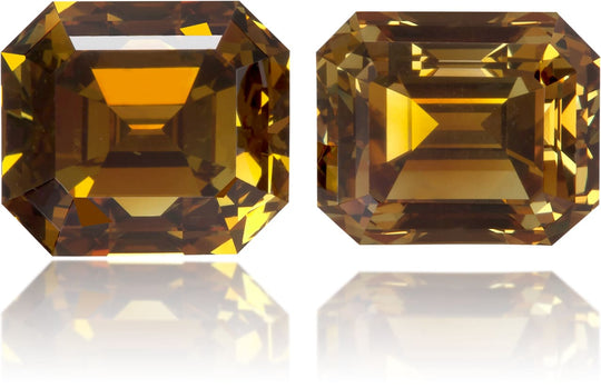 Natural Orange Diamond Rectangle 2.07 ct set