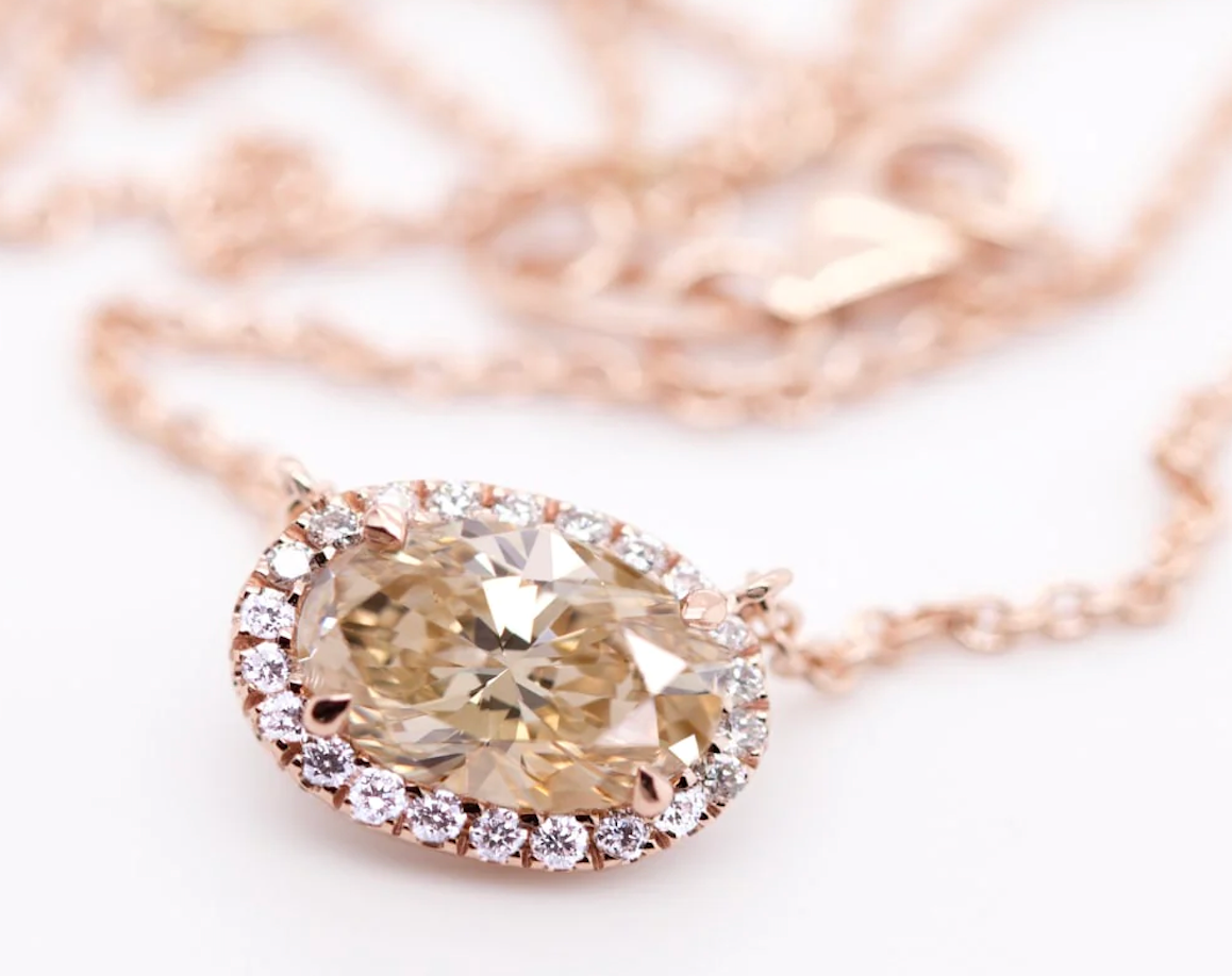 Oval Champagne diamond necklace from Langerman Diamonds