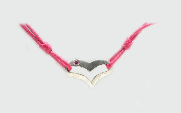 Bracelet with heart charm and Pink diamond