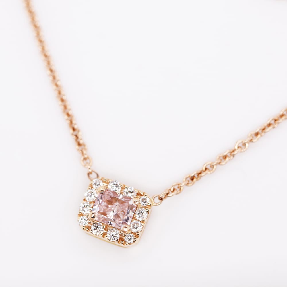 Pink Diamond Pendant With Halo