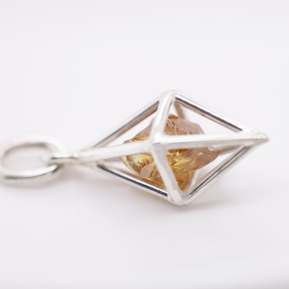 Orange Rough Diamond Octahedron Pendant