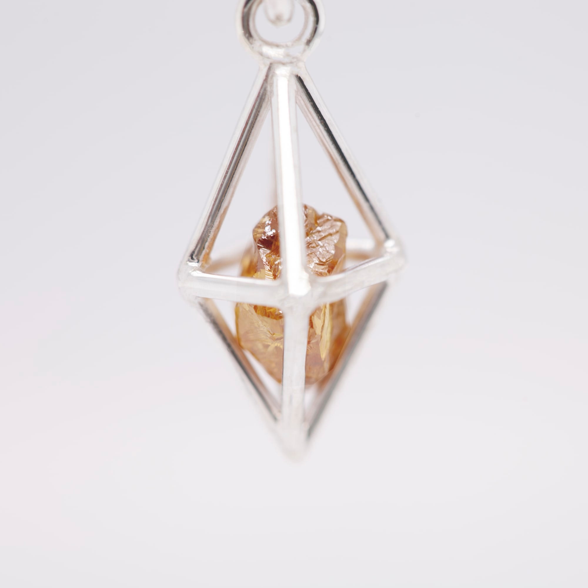 Orange Rough Diamond Octahedron Pendant