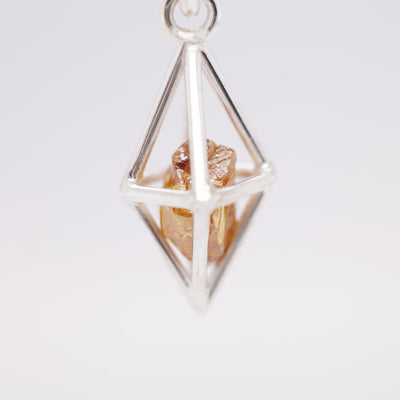 Orange Rough Diamond Octahedron Pendant