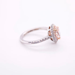 Pink Pear Diamond Ring with Double Halo