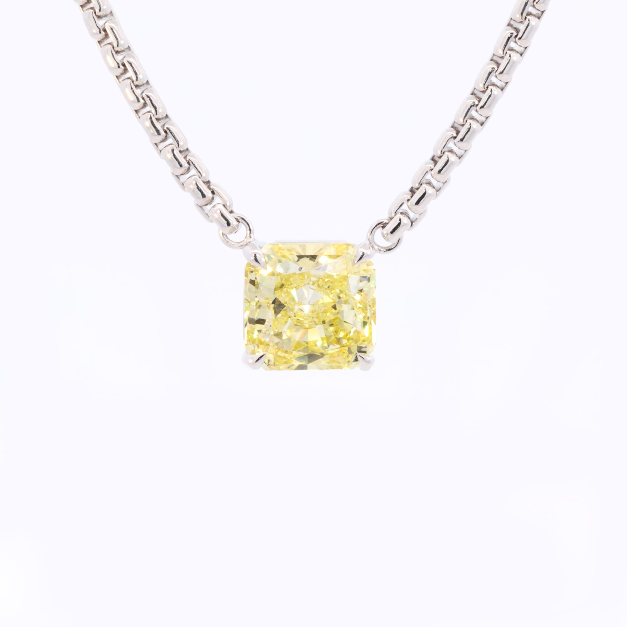 Intense Yellow Solitaire Diamond Necklace