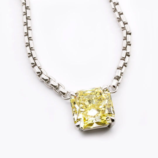 Intense Yellow Solitaire Diamond Necklace