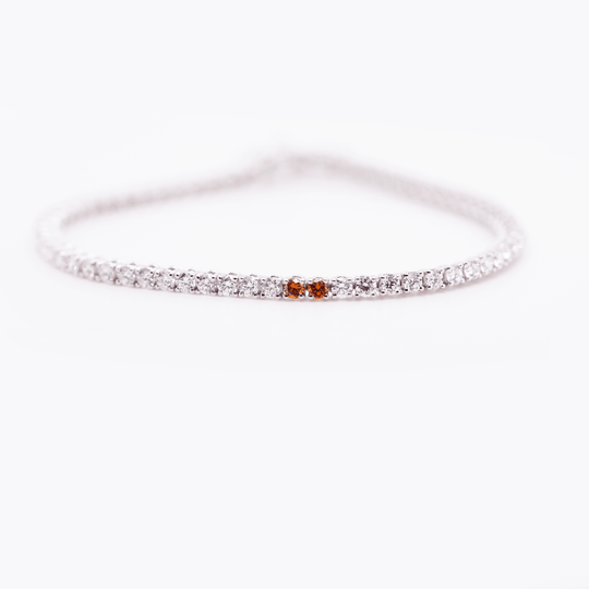 Cognac and Colorless Diamonds Tennis Bracelet