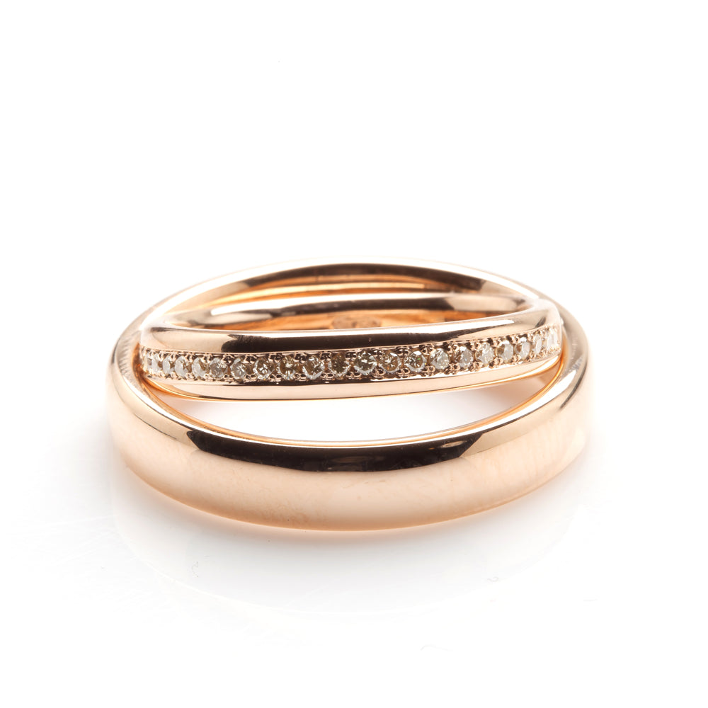 Pink Gold and Champagne Diamond Wedding Bands