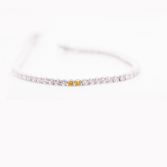 Yellow and Colorless Diamonds Tennis Bracelet