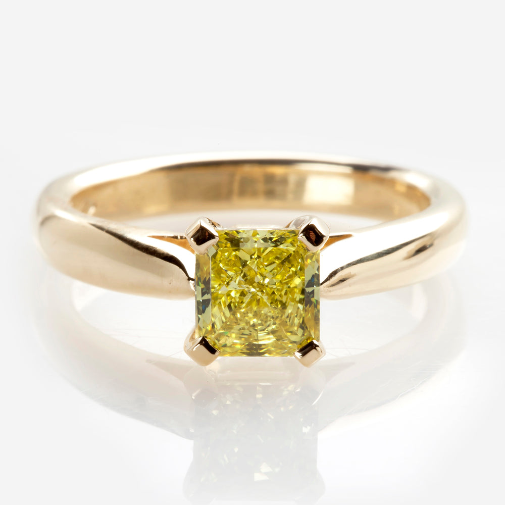 Intense Yellow Solitaire Ring