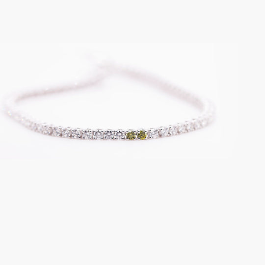 Olive and Colorless Diamonds Tennis Bracelet