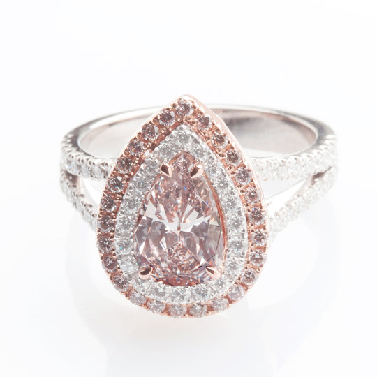 Pink Pear Diamond Ring